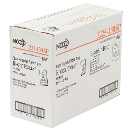 NATIONAL CHECKING National Checking Register Roll 2.25 White 1 Ply, PK40 1225-130SP